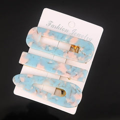 3pcs Acetic Acid Acrylic Hair Clip Marble Pattern Headwear Hair Accessories