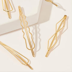 5pcs Golden Geometric Hair Clip Women Accessories