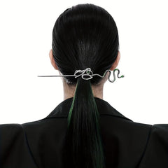 Gothic Snake Shape Hairpin Silvery Metal Hair Stick Dark Style Hair Accessories
