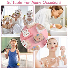8 Pcs Cartoon Wrist Wash Towels Face Spa Wristbands