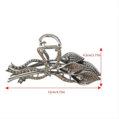 Rhinestone Flower Hair Claw Alloy Shark Claw Back Head Hair Clip