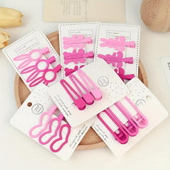 3pcs Pink Hair Clip Hollow Alloy Clip Rabbit Bow Duck Billed Clip
