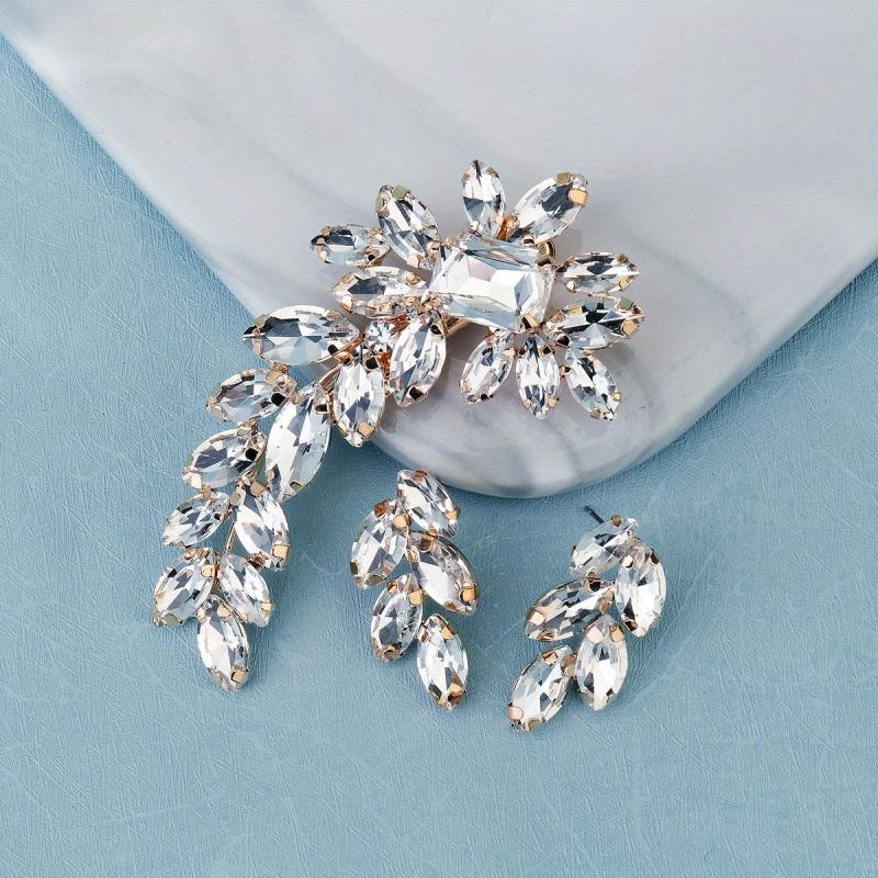 Rhinestone Flower Hair Clip Set for Girls Women