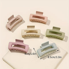 6pcs Frosted Hollow Rectangle Hair Claw Acrylic Shark Claw Hair Accessories