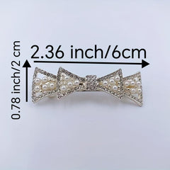 Faux Pearl Rhinestone Hair Clip Non Slip Hair Accessory