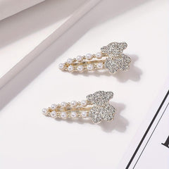 2pcs Faux Pearl Rhinestone Hair Clip for Women Girls