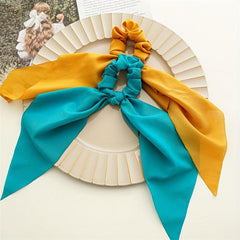 Floral Bowknot Hair Scarf Scrunchies Elastic Hair Tie