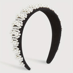 Pearl Decor Wide Head Hoop Headband for Women Wedding Party