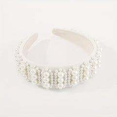 Pearl Decor Wide Head Hoop Headband for Women Wedding Party