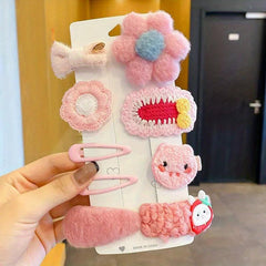 Baby Girls Plush Hair Clip Cartoon Animal Flower Snap Clip