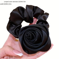 Vintage Rose Satin Scrunchies Hair Tie Silky Hair Rope Hait Accessories