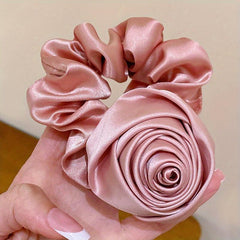 Vintage Rose Satin Scrunchies Hair Tie Silky Hair Rope Hait Accessories