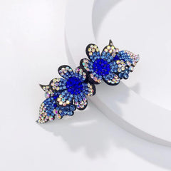 Rhinestone Flower Hair Clip French Barrette Hair Bun Maker Hair Decoration