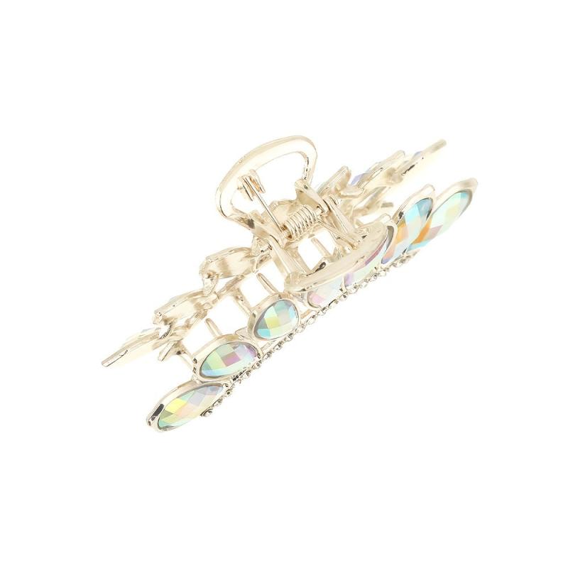 Rhinestone Hair Claw Clip Golden Strong Hold Grip Hair Jaw Clip