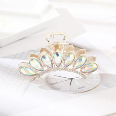 Rhinestone Hair Claw Clip Golden Strong Hold Grip Hair Jaw Clip