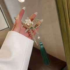 Chinese Style Flower Hair Claw With Tassel Ponytail Holder Hair Accessories