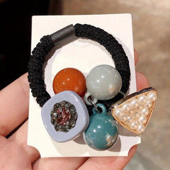 Faux Pearl Triangle Hair Rope Jeweled Hair Tie