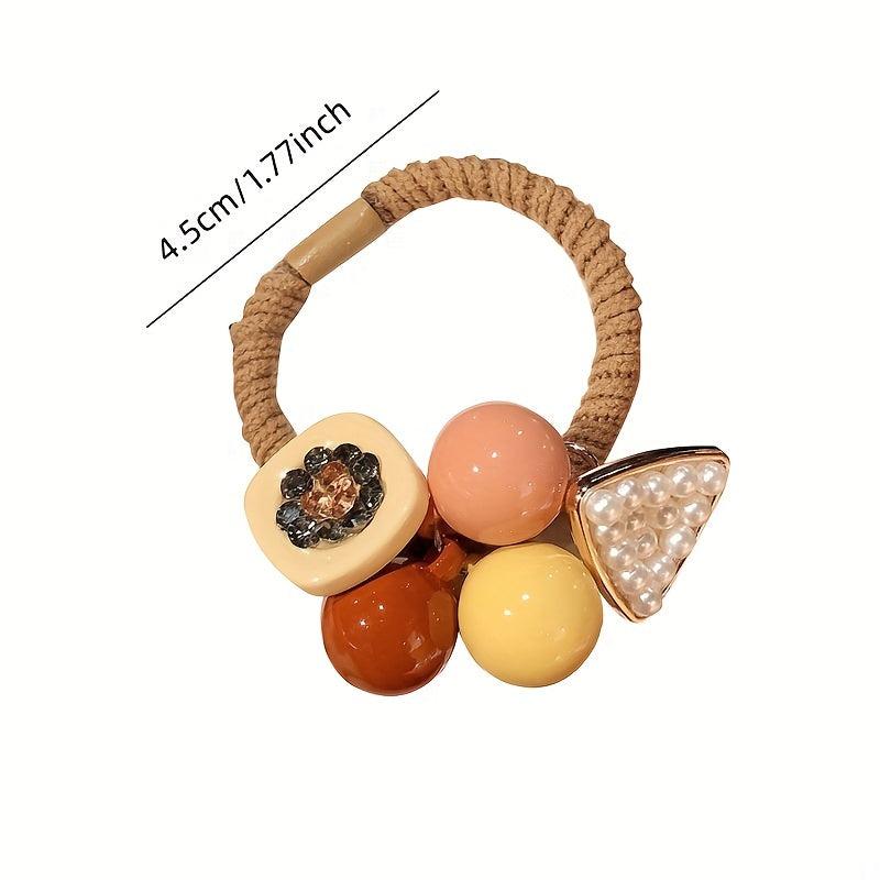 Faux Pearl Triangle Hair Rope Jeweled Hair Tie