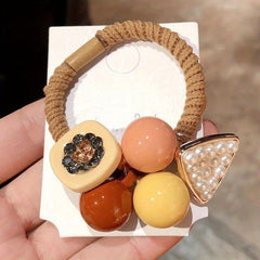 Faux Pearl Triangle Hair Rope Jeweled Hair Tie