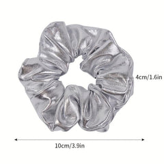 PU Leather Scrunchies Hair Tie Metallic Hair Ring