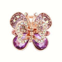 4pcs Small Rhinestone Hair Claw Clip Crystal Butterfly Shaped Hair Claw Nonslip