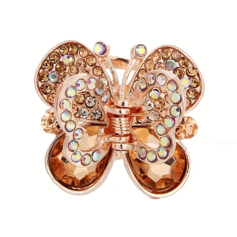4pcs Small Rhinestone Hair Claw Clip Crystal Butterfly Shaped Hair Claw Nonslip