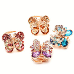 4pcs Small Rhinestone Hair Claw Clip Crystal Butterfly Shaped Hair Claw Nonslip