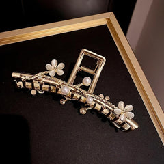 Faux Pearl Flower Hair Claw Clip for Thick Hair