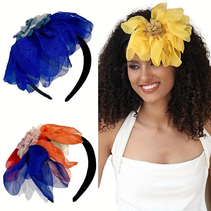 Fabric Mesh Flower Headband Female Hoop Hair Band Hair Accessories Women