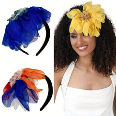 Fabric Mesh Flower Headband Female Hoop Hair Band Hair Accessories Women