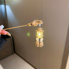 Chinese Style Hairpin With Luminous Lantern Faux Pearl Tassel