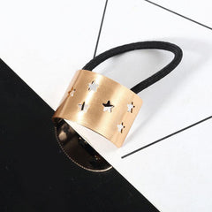 Metal Rectangle Hair Tie Style Hair Rope Cuff Elastic Hair Ring Ponytail Holder