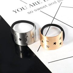 Metal Rectangle Hair Tie Style Hair Rope Cuff Elastic Hair Ring Ponytail Holder