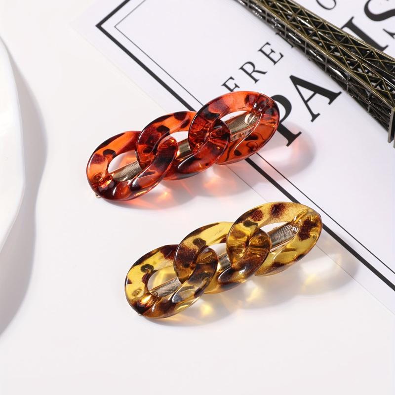 2pcs Acetic Acid Chain Duckbill Hair Clips for Women Girls