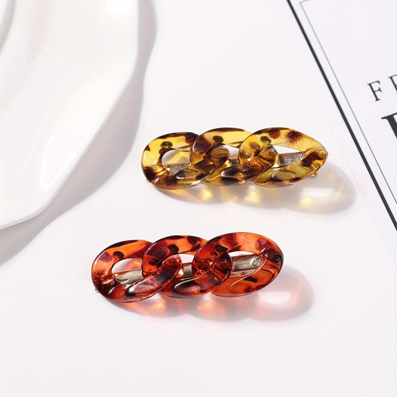 2pcs Acetic Acid Chain Duckbill Hair Clips for Women Girls