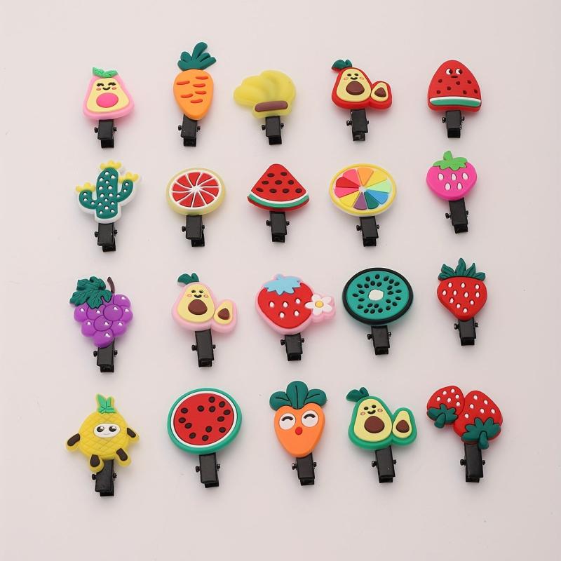 20pcs Baby Girls Fruit Hair Clip Strawberry Watermelon Duck Billed Clip