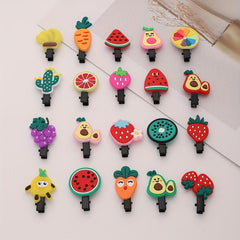 20pcs Baby Girls Fruit Hair Clip Strawberry Watermelon Duck Billed Clip