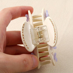 Acrylic Flower Rhinestone Hair Claw Large Shark Clip