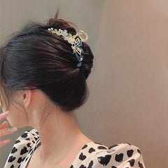 Bee Shape Flower Hair Claw Faux Pearl Insect Series Shark Claw Ponytail Holder