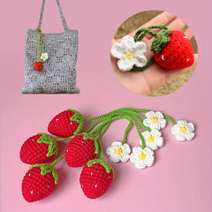Crochet Strawberry Pendant Car Ornament Decoration