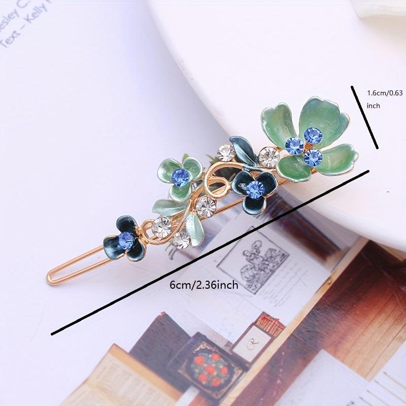 Vintage Flower Hair Pins Rhinestone Acrylic Resin Hair Clips