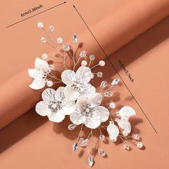 Glitter Beaded Flower Hair Clip for Wedding Bridal Hair