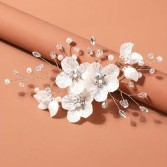 Glitter Beaded Flower Hair Clip for Wedding Bridal Hair