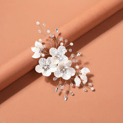 Glitter Beaded Flower Hair Clip for Wedding Bridal Hair