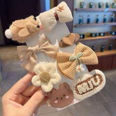 Baby Girl Hair Clip Flower Bow Decor Snap Clip Sweet Duck Bill Clip