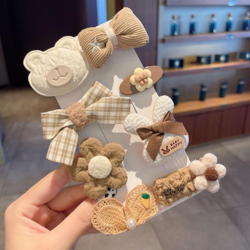 Baby Girl Hair Clip Flower Bow Decor Snap Clip Sweet Duck Bill Clip