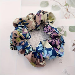 Boho Flower Print Hair Tie Elastic Ponytail Holder Women Girls Accessories