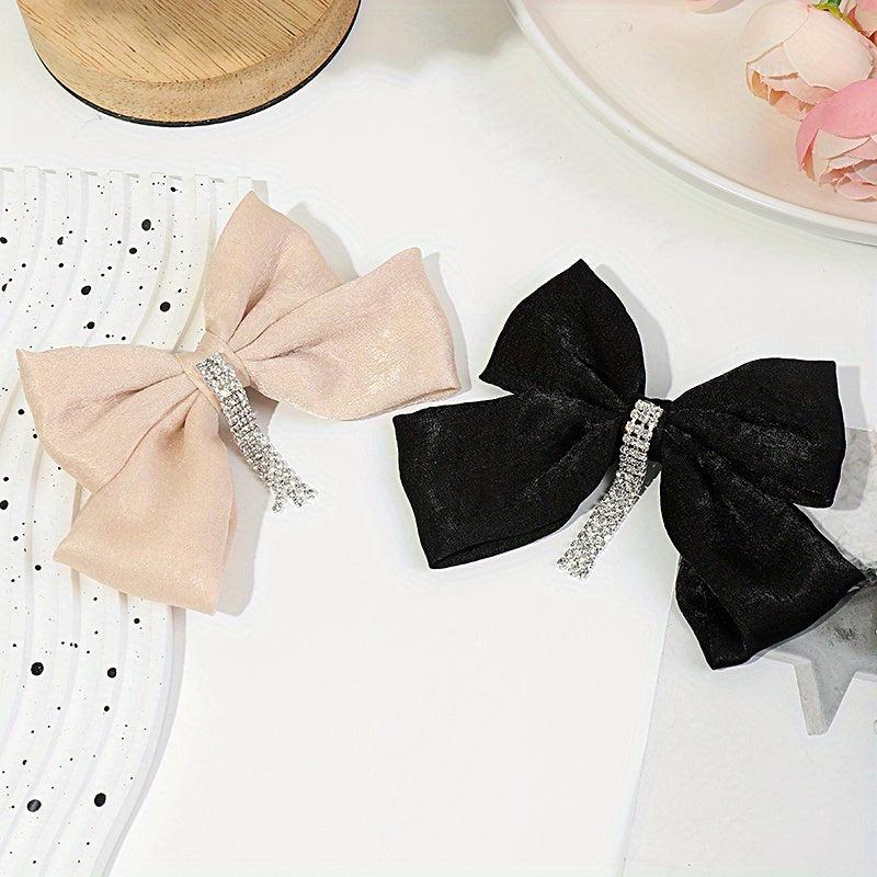 Rhinestone Tassel Hair Barrettes Bowknot Hair Clips for Women Girls