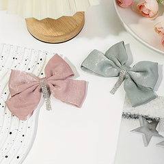 Rhinestone Tassel Hair Barrettes Bowknot Hair Clips for Women Girls