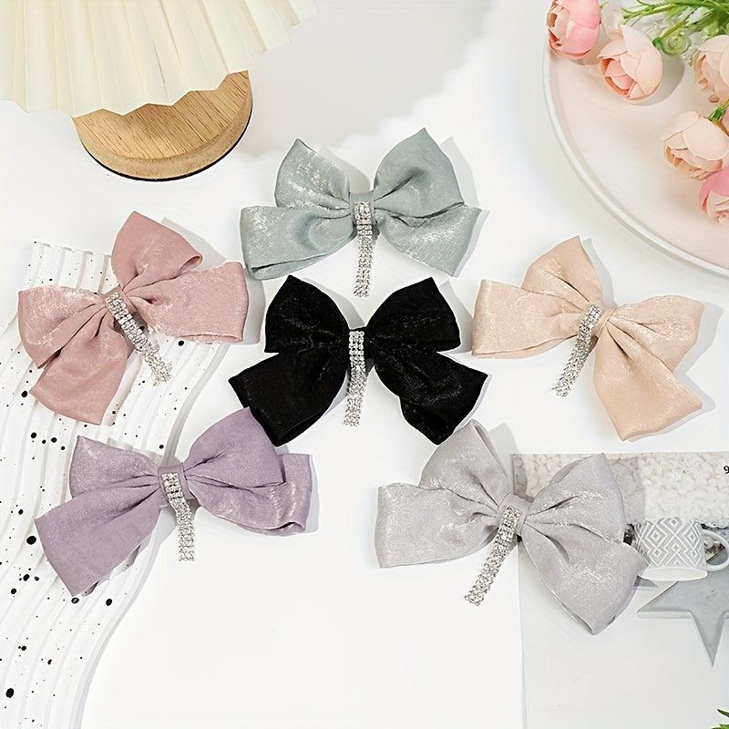 Rhinestone Tassel Hair Barrettes Bowknot Hair Clips for Women Girls